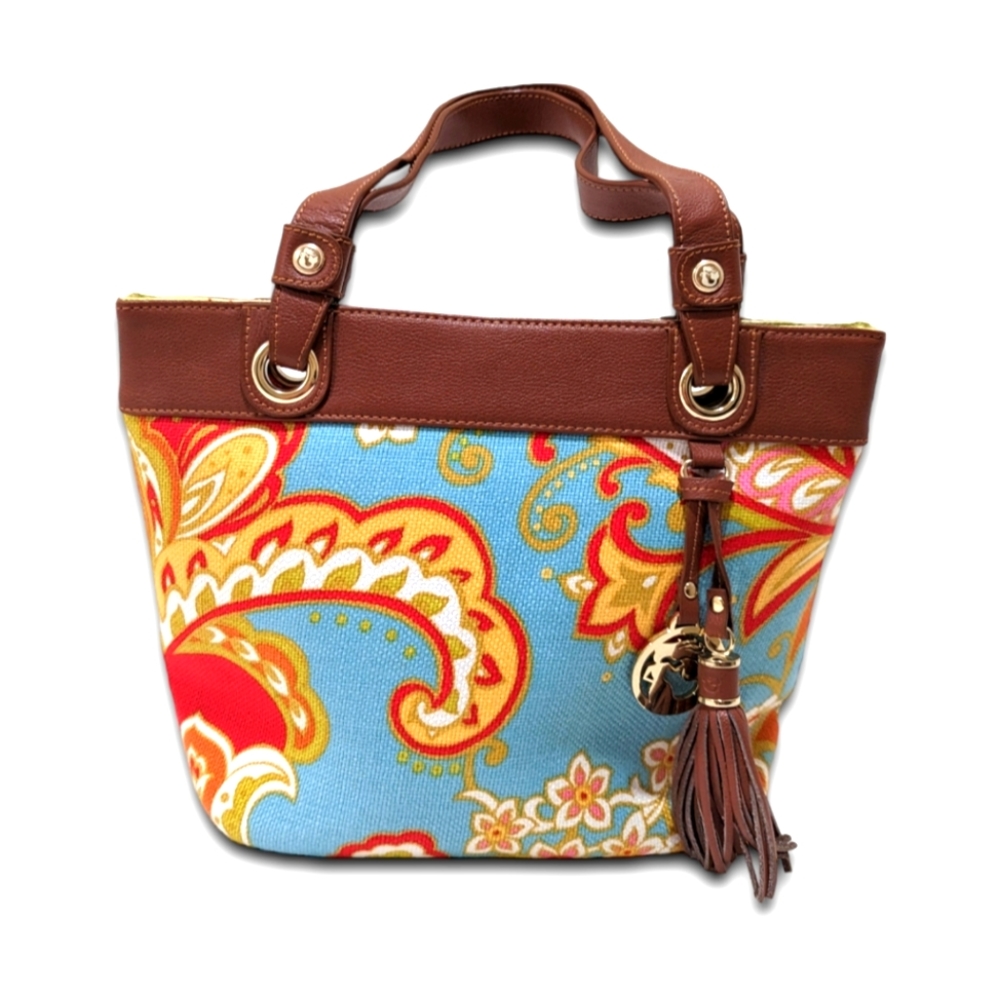 Spartina 449 colorful linen tote bag Artsy Floral Lagenlook Resort